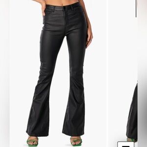Edikted black leather flare pants